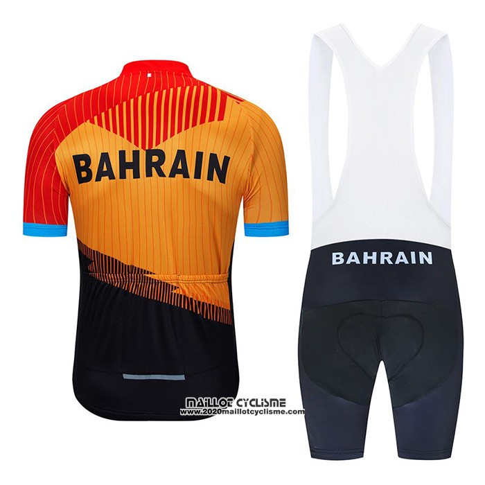 2020 Maillot Ciclismo Bahrain Orange Noir Manches Courtes et Cuissard